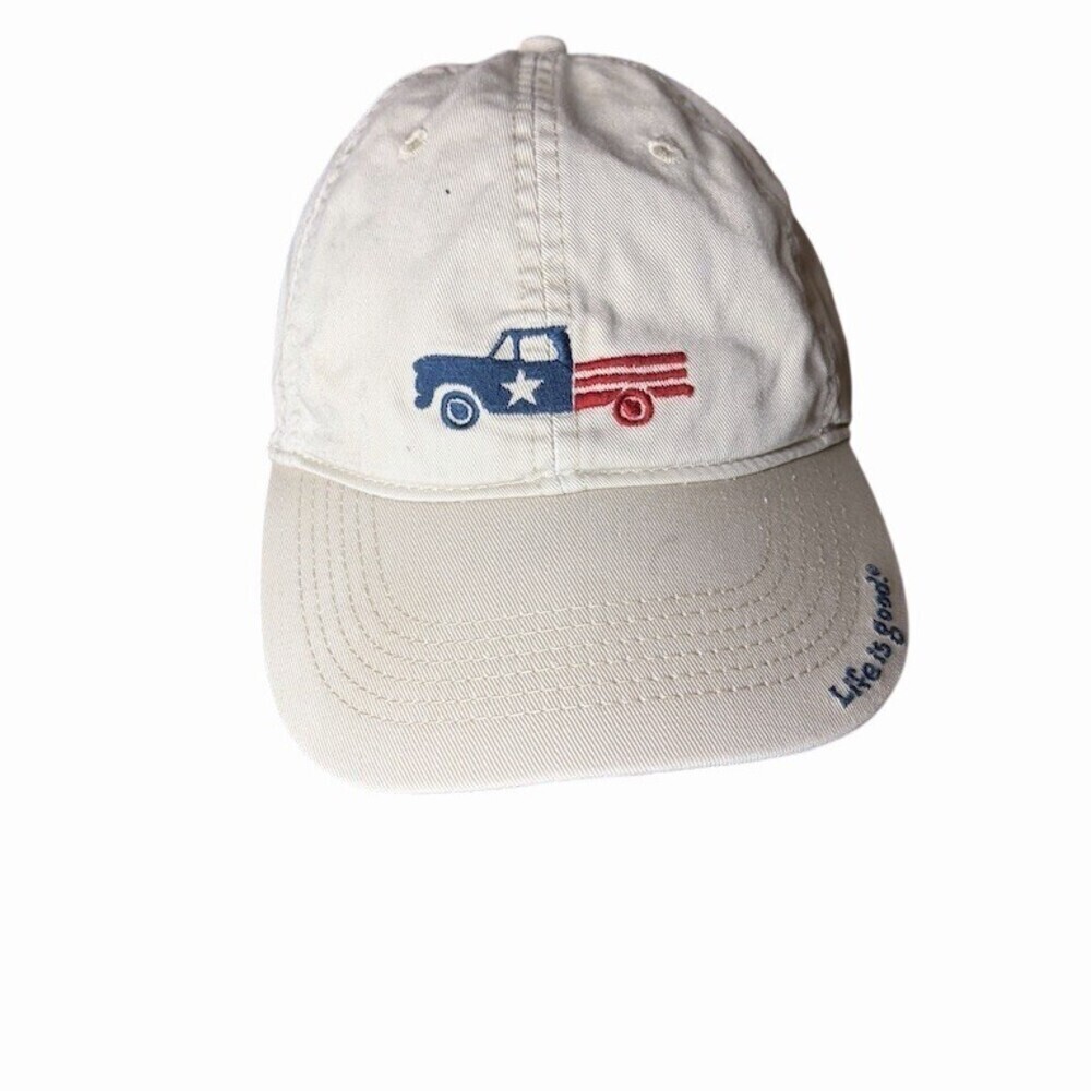 Life is Good Chill Cap Unisex One Size Beige Patriotic USA Truck Hat
